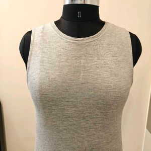 Grey Sleeveless Midi Dress