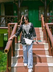 Stylish Black Embroidered Kurta