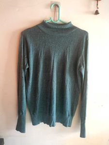 Stylish Shimmer Metallic High-Neck Winter Top