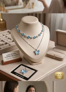 Luxe Crystal Layered Butterfly Necklace