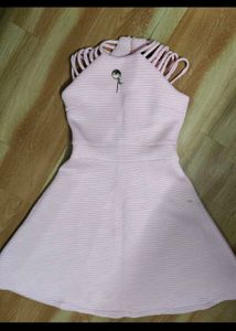 Pink Striped Halter Neck Dress