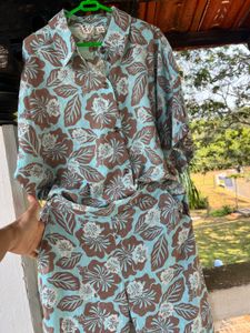 Roxy Retro Floral Print Shirt &amp; Pants Set
