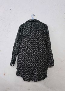 Stylish Printed Button-Up Tunic Top