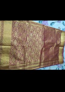 Elegant Maroon &amp; Gold Pattu Sari