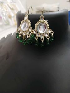 Gold Tone Kundan Drop Earrings