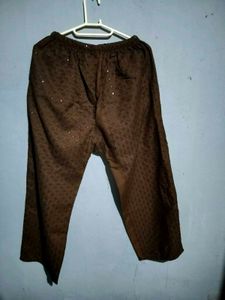 Brown Sequined Patterned Pants