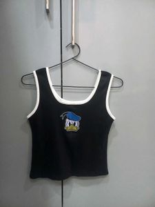 Black Donald Duck Graphic Tank Top