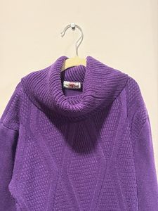 Purple Turtleneck Knit Sweater Dress