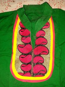 Vibrant Green Kurta with Embroidery XL