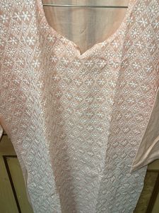 Peach Chikankari Kurta