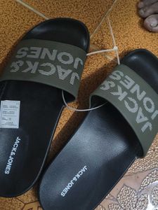 Jack &amp; Jones Men's Olive Green Slides