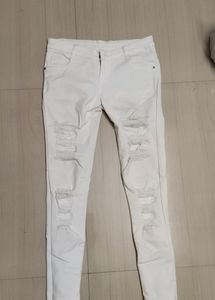 White Jeans With Green Top