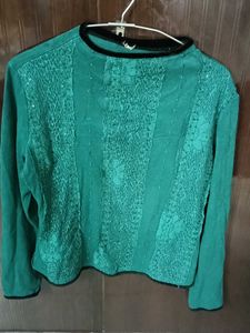 Green Embellished Warm Top