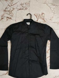 Men's Black Mandarin Collar Shirt