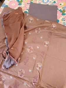Elegant Brown Kurta Suit Set dress material
