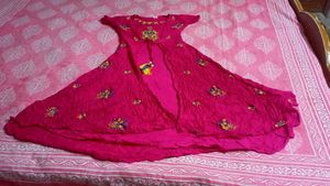 Pink Embroidered frock kurta