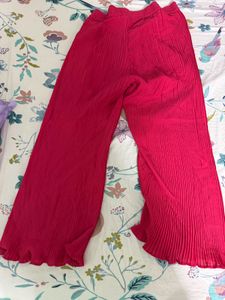 Vibrant Pink Pleated Palazzo Pants