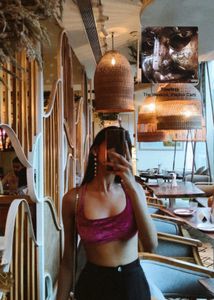 Magenta Velvet Bralette Top Cris Cros Back