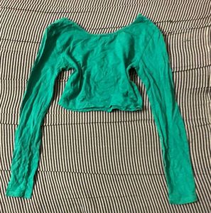 Green Long Sleeve Crop Top