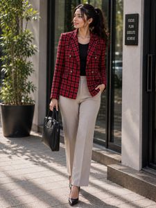Chic Red Tweed blazer