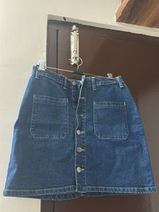 Classic Blue Denim A-Line Skirt