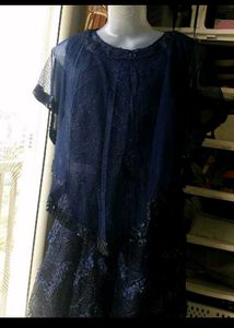 brand new Elegant Navy Lace Overlay Dress