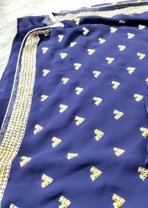 Beautiful Navy Blue Embroidered Saree m