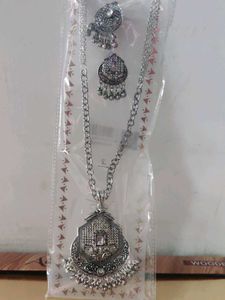 Oxidized Silver Necklace and Earring Set