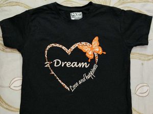 Women's Black Dream Heart Butterfly T-Shirt