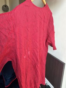 Red short Cotton Kurta - Casual & Comfortable