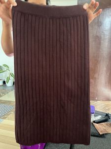 Ribbed Knit Midi Skirt