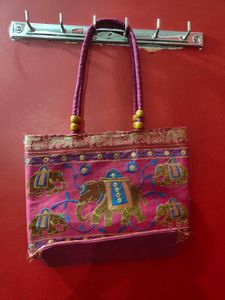 Embroidered Elephant Tote Bag