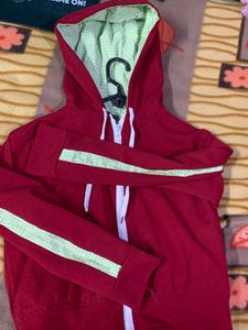 Red Cropped Zip-Up Hoodie