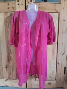 Pink Open Front Cardigan