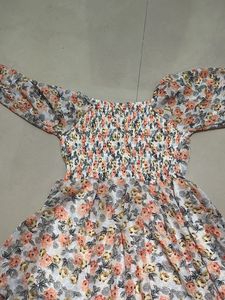 Floral Puff Sleeve Midi Dress