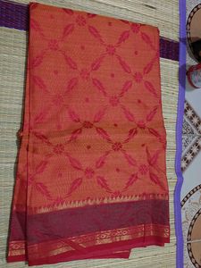 Beautiful Orange Saree with Red Border