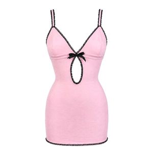 Cute Pink Lingerie Dress with Bow