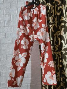 Tropical Print Relaxed cord set upper and bottom