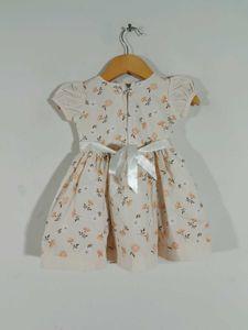 Light Pink Printed Frock For Girl's