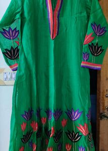 Green Embroidrery Anarkali Kurti