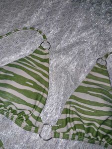 Stylish Green Zebra Print Bikini Top