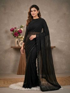 Elegant Black Sequin Saree