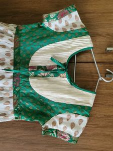 Elegant White &amp; Green Anarkali Suit