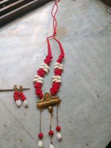 HANDMADE BENGALI  Red & White Shell Necklace &