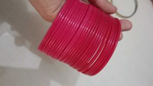 Vibrant Pink Bangles - Set of Stackable Bracelets