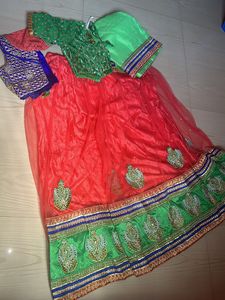 Green Bridal Lehenga With 2 Customized Blouse