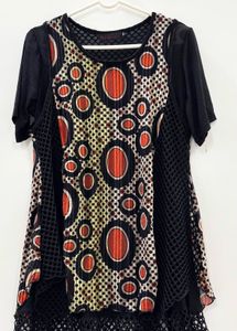 Black & Multicolor Printed Layered Top