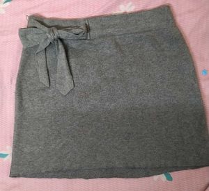 🎀Winter Grey Ribbed Skirt with Bow🎀