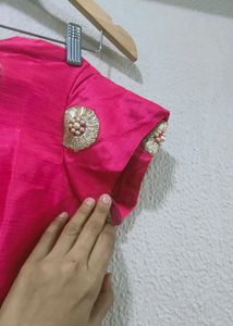 Raw Silk Blouse With Pearl And Gotta Work