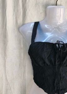 Chic Black Corset Style Crop Top